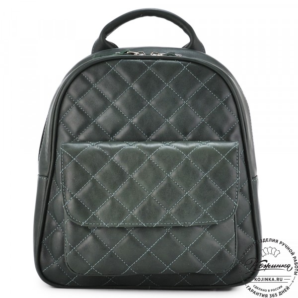 Женский кожаный рюкзак "Гермиона" (зелёная гладкая кожа). фото 1